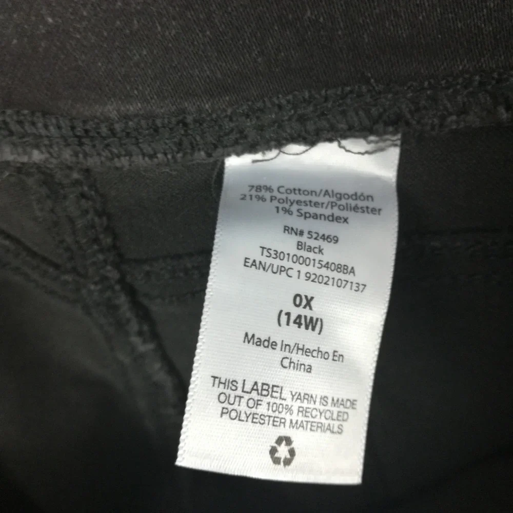 Terra & Sky Womens Jeans Jegging Skinny High Rise Faded Black Denim Plus 14W New